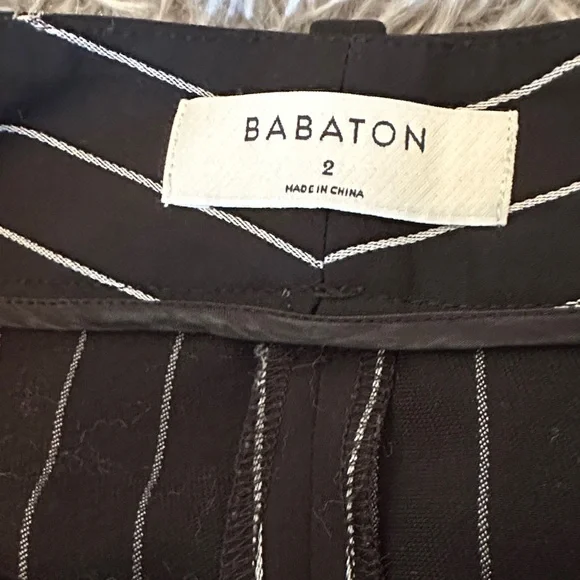 Babaton Women's Black and White Pinstripe Pants - Picture 2 of 13